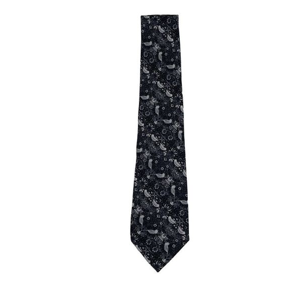 Liberty Of London Other - Liberty Of London Mens Neck Tie One Size Gray Black Tropical Print